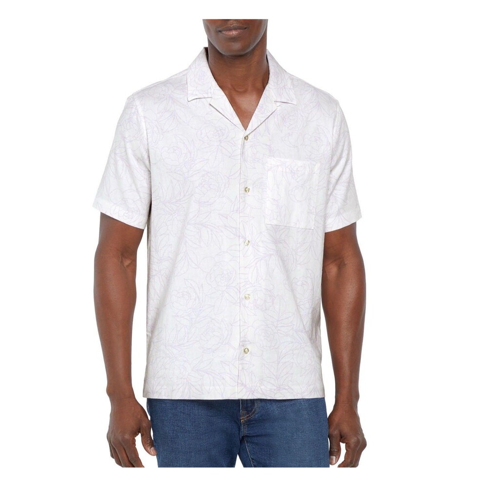 Gap Men's Short Sleeve Button-Up Linen Shirt Size XL Purple